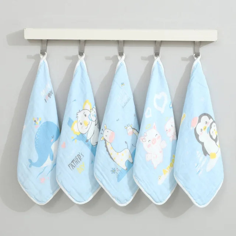 5Pcs/Lot Muslin Sequares Swaddle Baby Bath Towels Scarf Newborn Feeding Burp Cloth Face Washcloth Wipe Handkerchief