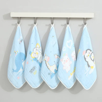 5Pcs/Lot Muslin Sequares Swaddle Baby Bath Towels Scarf Newborn Feeding Burp Cloth Face Washcloth Wipe Handkerchief