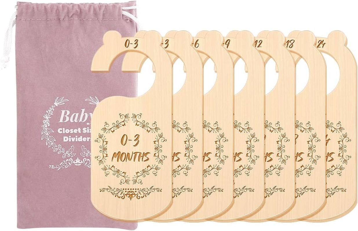 Baby Closet Dividers, Premium Wood Baby Closet Organizers Hanging Closet Size Divider, from Newborn to 24 Months for Home Nursery Baby Clothes and Newborn (7 PCS)