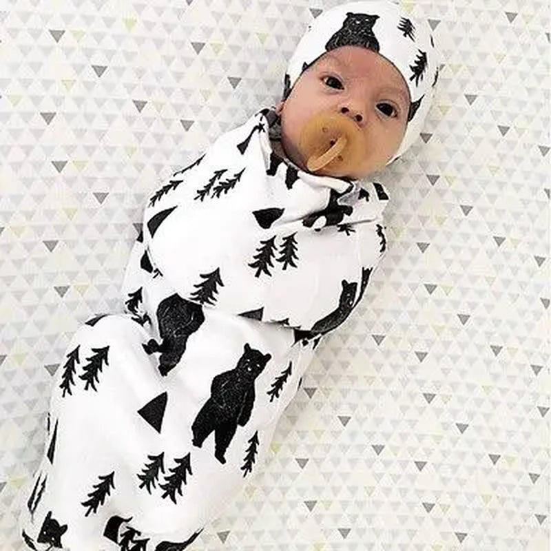 Muslin Cotton Cute Newborn Baby Cotton Swaddle Blanket Bedding Headband Covers Sleeping Blanket