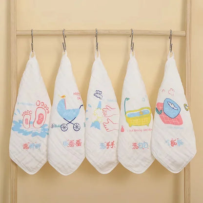 5Pcs/Lot Muslin Sequares Swaddle Baby Bath Towels Scarf Newborn Feeding Burp Cloth Face Washcloth Wipe Handkerchief