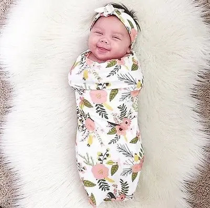 Muslin Cotton Cute Newborn Baby Cotton Swaddle Blanket Bedding Headband Covers Sleeping Blanket