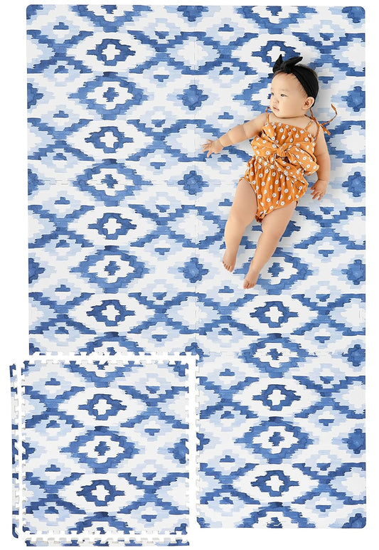 Yay Mats Stylish Extra Large Soft Baby Play Mat. Soft, Thick, Non-Toxic Foam Playmat Covers 6 Ft X 4 Ft. Expandable Interlocking Floor Tiles Toddlers and Kids Playmat Tummy Time Mat