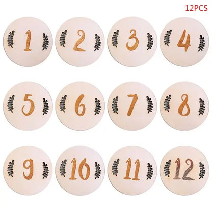 12 Pcs Wooden Baby Milestone Cards Commemorate Baby Birth Monthly Recording Cards Newborn Infant Shower Gifts Photography Props