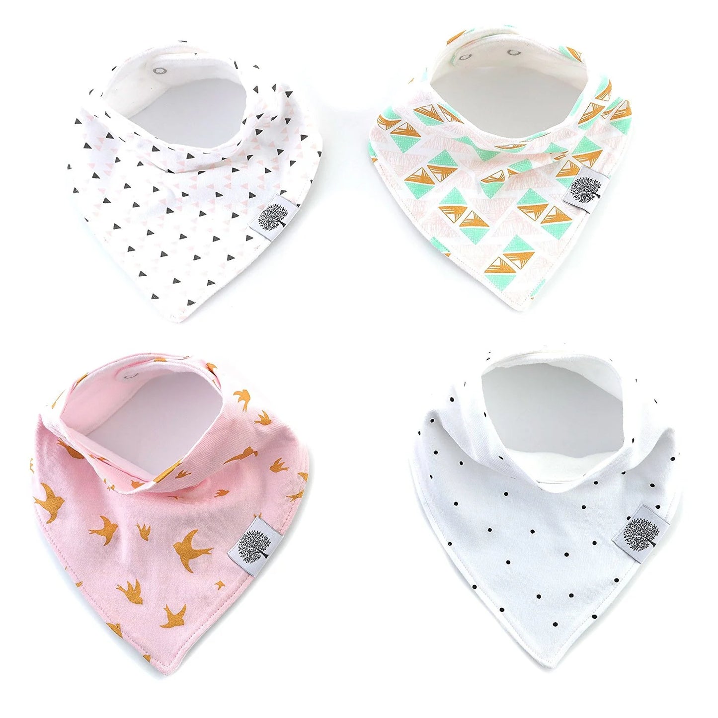 Bandana Drool Bibs - 4 Pack Baby Bibs for Girls - "Blush Set"