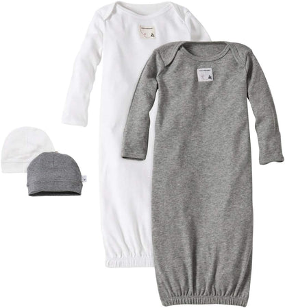 Baby Girls' Sleeper Gown & Hat Set, One Size, 0-6 Months, 100% Organic Cotton