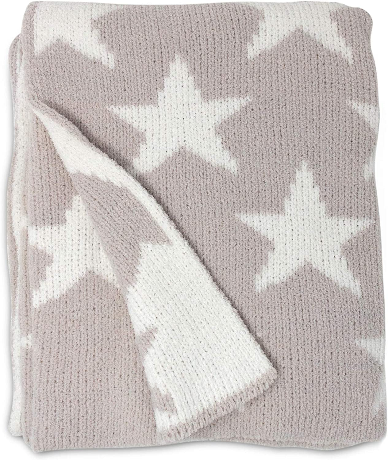 Grey Stars Chenille Soft Baby Blanket Reversible Premium Cozy Fabric for Best Comfort - for Infant,Toddler,Newborn,Nursery,Boy,Girl,Unisex,Throw,Crib,Stroller,Gift, Grey Stars 40X30