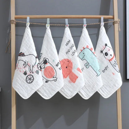 5Pcs/Lot Muslin Sequares Swaddle Baby Bath Towels Scarf Newborn Feeding Burp Cloth Face Washcloth Wipe Handkerchief